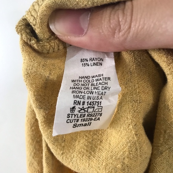 Fantastic Fawn Rayon Linen Blend Yellow Jumpsuit Size Smalle - Picture 5 of 5